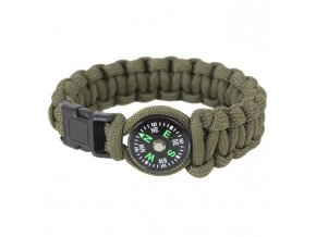 Náramek SURVIVAL PARACORD s kompasem ZELENÝ