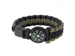 Náramek SURVIVAL PARACORD s kompasem ZELENO-ČERNÝ