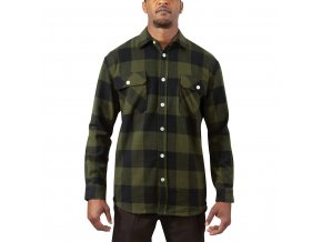 Košile dřevorubecká FLANNEL kostkovaná OLIVE DRAB