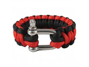 Náramek SURVIVAL PARACORD D-SHACKLE ČERVENO-ČERNÝ