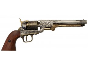 Replika revolver Colt Navy, nikl, mosaz, rytina, USA 1851