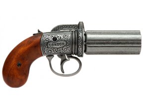Replika revolver Pepper-Box, nikl, Anglie 1840