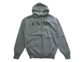 Mikina s kapucí USMC se zipem ŠEDÁ (velikost XXL)