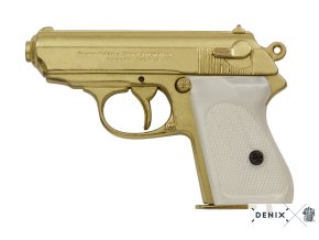 Replika pistole Waffen-SS PPK, zlatá, Německo 1931