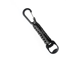 Klíčenka PARACORD s karabinou a otvírákem na láhve ČERNÁ