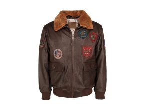 Bunda pilotní kožená TOP GUN HNĚDÁ