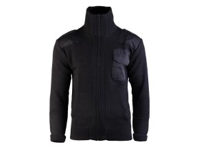 Svetr vlněný dlouhý zip s kapsou ČERNÝ