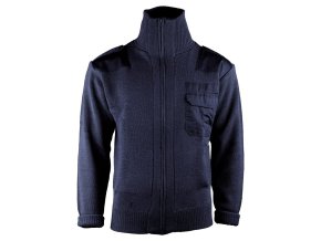 Svetr vlněný dlouhý zip s kapsou MODRÝ
