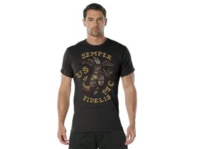 Triko USMC SEMPER FIDELIS ČERNÉ