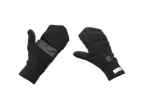 Rukavice palčáky pletené s překrytím ČERNÉ