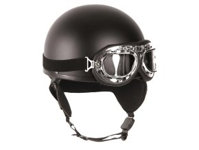 Helma motocyklová RETRO včetně brýlí ČERNÁ