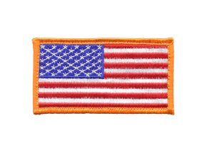 Nášivka USA vlajka 4,5 x 8,5 cm ORANŽOVÝ lem