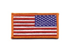 Nášivka USA vlajka reverzní 4,5 x 8,5 cm ORANŽOVÝ lem
