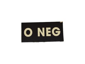Nášivka IFF IR krevní skupina VELCRO 0 NEG ČERNÁ