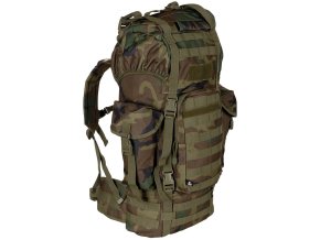 Batoh bojový MOLLE 65l polstrovaný + ALU výztuha WOODLAND