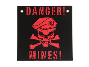 Cedule plastová DANGER! MINES! ČERNO/ČERVENÁ