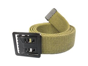 Opasek KHAKI s černou provlíkací sponou 110 cm