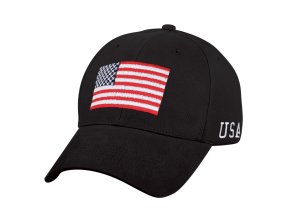 Čepice baseball s barevnou US vlajkou ČERNÁ