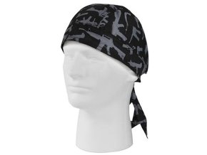 Šátek HEADWRAP GUN PATTERN ČERNÁ