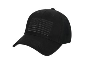 Čepice baseball US velcro vlajka ČERNÁ