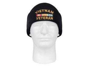 Čepice jemně pletená VIETNAM VETERAN ČERNÁ