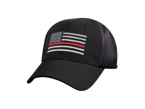 Čepice US vlajka SÍŤOVANÁ s červenou linkou ČERNÁ