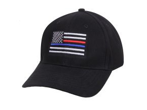 Čepice US vlajka s modrou a červenou linkou ČERNÁ