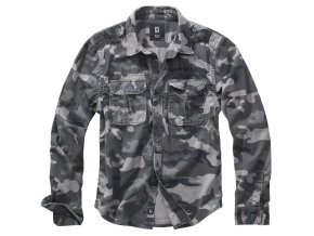 Košile styl VINTAGE dlouhý rukáv GREY CAMO