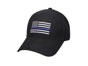 Čepice baseball US vlajka s modrou linkou ČERNÁ