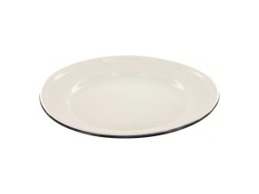 Talíř smaltovaný mělký BÍLÝ s modrým okrajem 25 cm