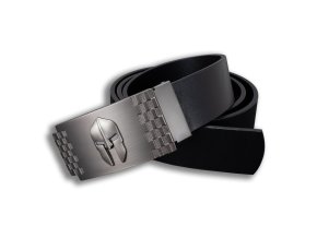 Opasek kožený přezka SPARTAN šachovnice 40 mm ČERNÝ