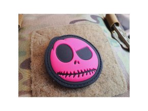 Nášivka NIGHTMARE SMILEY plast GLOW IN THE DARK RŮŽOVÁ