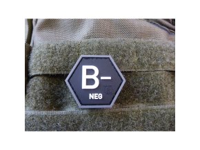 Nášivka hexagon krev B NEG plast ČERNÁ SWAT