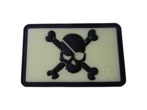 Nášivka PIRÁT /LEBKA/ plast velcro SVĚTLÁ glow in the dark