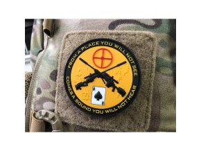 Nášivka SNIPER DEATH SPADE plast velcro BAREVNÁ