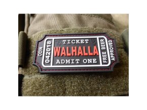 Nášivka WALHALLA TICKET BEER velcro ČERNÁ/BÍLÁ