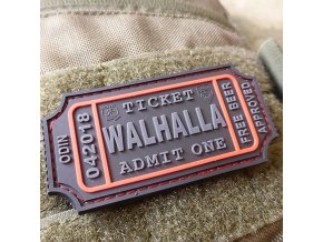 Nášivka WALHALLA TICKET BEER velcro plast ČERNÁ/ČERVENÁ