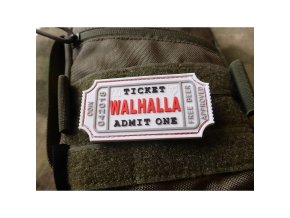 Nášivka WALHALLA TICKET BEER velcro plast BÍLÁ