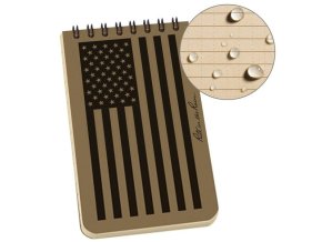 Blok voděodolný TOP-SPIRAL 3x5" notebook malý vlajka USA TAN