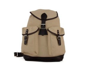 Batoh TRUCKSACK 14l s koženými prvky KHAKI/TMAVĚ HNĚDÁ kůže