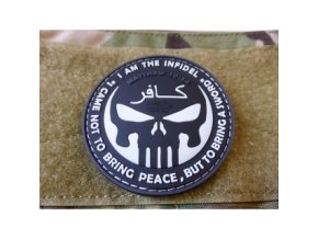 Nášivka INFIDEL PUNISHER plast ČERNÁ/BÍLÁ