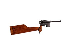 Pistole Mauser C-96 s dřevěnou pažbou - dekorační replika