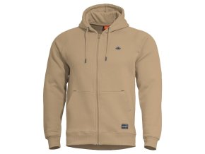 Mikina PHAETON se zipem a kapucí TAN BROWN