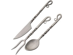 Příbor historický TWISTED matný s koženým pouzdrem