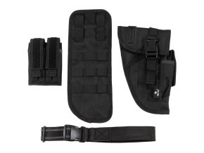 Pouzdro stehenní Tactical na pistol a zásobníky pravé ČERNÉ