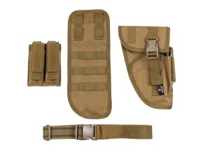Pouzdro stehenní Tactical na pistol a zásobníky pravé COYOTE