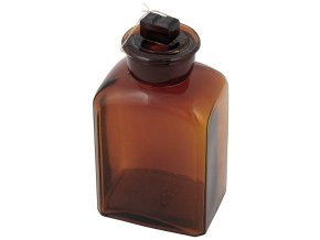 Láhev skleněná hranatá s broušeným širokým hrdlem 500 ml HNĚDÁ