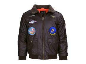 Bunda dětská FLIGHT s nášivkami HNĚDÁ