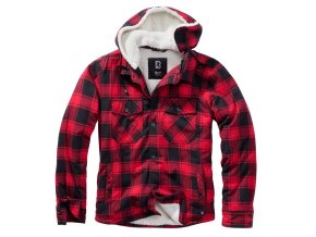 Bunda LUMBER s kožíškem a kapucí ČERVENO/ČERNÁ