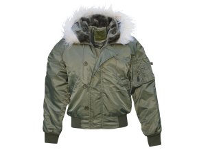 Bunda pilotní aljaška N-2B s kapucí ZELENÁ